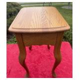 Oak wooden side table 23 inches tall 14 inches