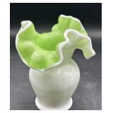 art glass 4.5 inch tall ruffle vase