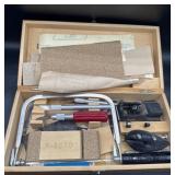 Vintage miniature tool box kit with tools