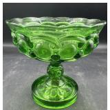 Green art glass compote