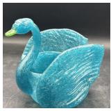 Hand blown art glass swan 4 inch tall