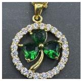 Emerald Clover lucky costume necklace