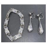 Siam Sterling bracelet and matching earrings