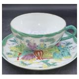 Vintage oriental teacup, and saucer