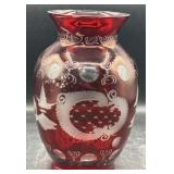 Czech Bohemian Egermann Ruby glass large vase