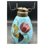 Early small hand painted oil lamp