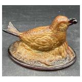 Caramel slag glass bird top no bottom