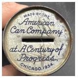 Worlds Fair 1934 tin bank