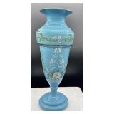 EAPG hand painted enamel Bristal glass vase  12 in