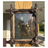 large Early hand-painted 10 tin type picture frame