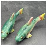 Vintage salt and pepper fish shakers