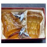 Fenton amber, thumbprint salt and pepper shakers