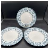 Hanley England, set 3 blue and white plates 9