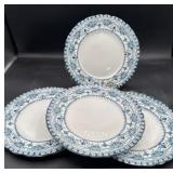Hanley England, set of four plates, blue and