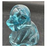 Blue art glass dog