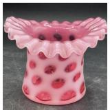 Fenton cranberry coin dot hat