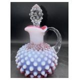 Fenton hobnail cranberry opalescent cruet