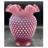 Fenton large cranberry hobnail 8? tall