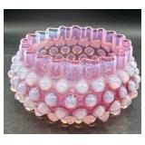 EAPG cranberry Hobnail bowl 4' w