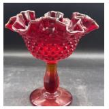 Fenton ruby red hobnail compote
