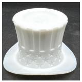 Milk glass stars & strips glass top hat small