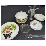 Vintage dishes/glass spoon