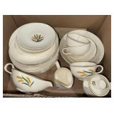Vintage wheat dishes, some have chips/cracked