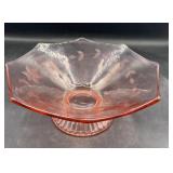 Pink depression footed bowl 8 inch wide