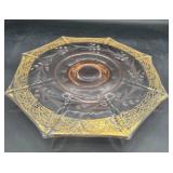 Pink depression cake stand