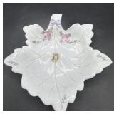 Westmoreland hand-painted milk, glass leaf
