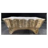 Weeping gold planter, hairline crack/chip as