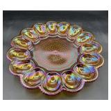 Carnival glass deviled egg dish