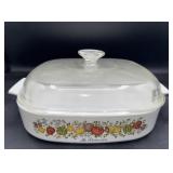 Corning, ware, large square casserole inch wide