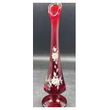 Fenton hand painted vase/signed bud vase
