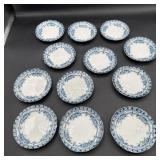 Maltese set of 12 butter dishes blue/white