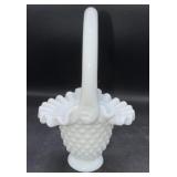 Fenton small milk glass basket