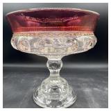 Kings crown large glass compote 7' w  7' tall