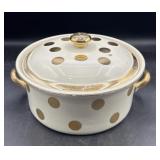 Hall gold, polkadotted casserole dish