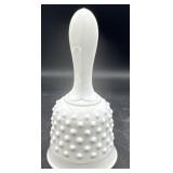 Fenton white hobnail bell