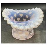 Fenton Pink Opalescent heart top hat 4.5' w