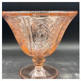 Pink depression large glass compote no lid5.5' w