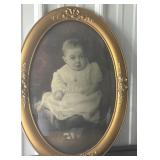 Antique baby oval picture