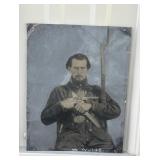 Civil war soldier large tintype w/ antique gun
