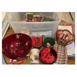 Large amount of Christmas items and plastic tote
