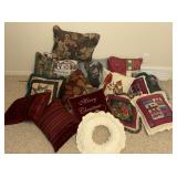 Large amount of decorative pillows