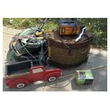 Oil pan battery charger wooden truck planter