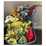 Artificial flowers/plastic tote