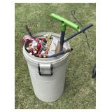 Trashcan outdoor gardening items/candy, canes