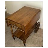 Wooden tea cart on wheels