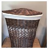 Wooden wicker trashcan